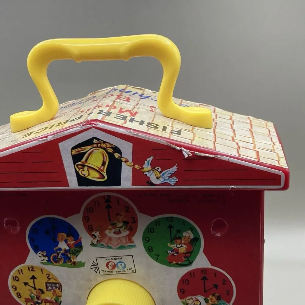 Fisher Price Teaching Clock Music Box Retro Mattel 2009 Reissue Of Classic 1968